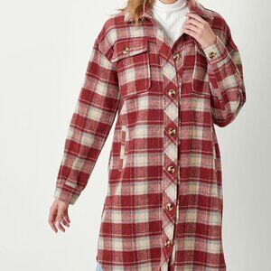 MYSTREE PLAID LONG LINE SHACKET